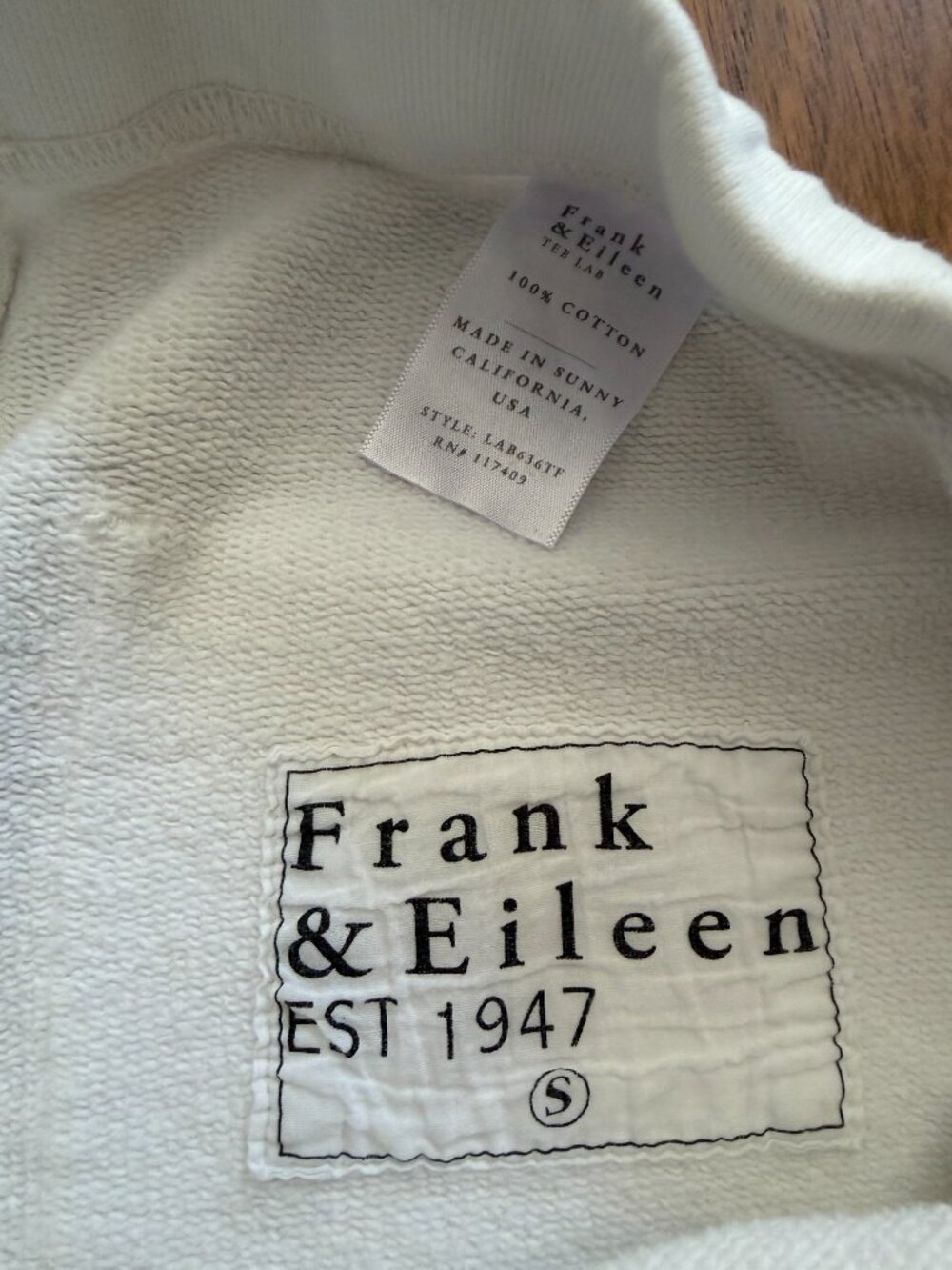 Frank & Eileen Eamon Triple Terry Jogger White Small - Picture 2 of 5